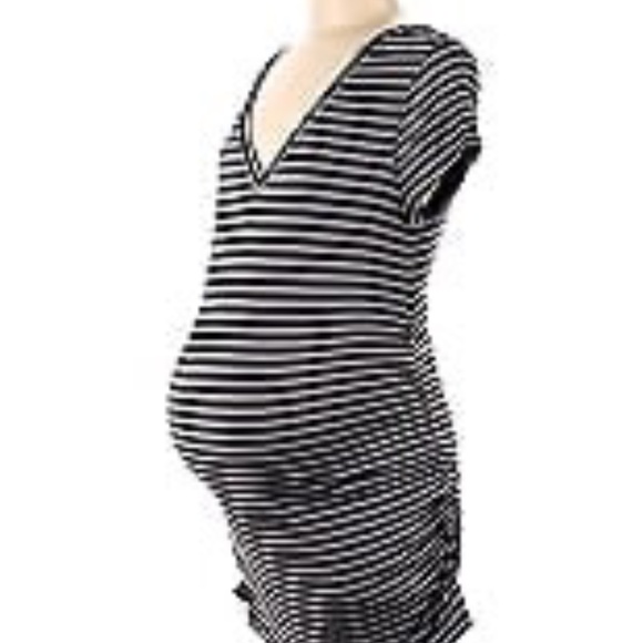 Liz Lange striped white and blue v-neck maternity shirt - Picture 5 of 5